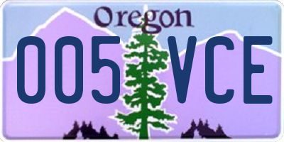 OR license plate 005VCE
