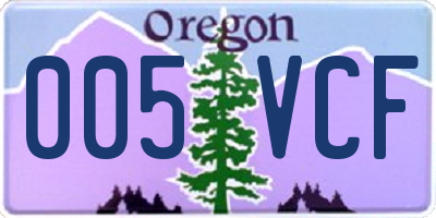 OR license plate 005VCF