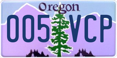 OR license plate 005VCP