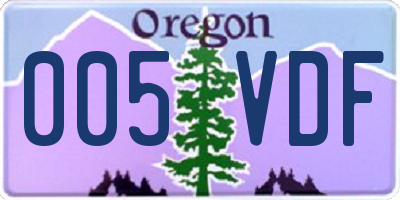OR license plate 005VDF