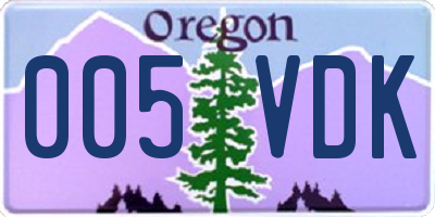 OR license plate 005VDK