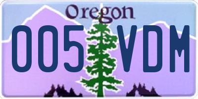 OR license plate 005VDM