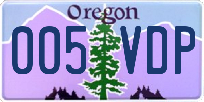 OR license plate 005VDP