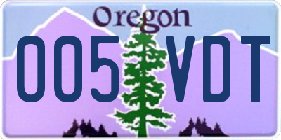 OR license plate 005VDT