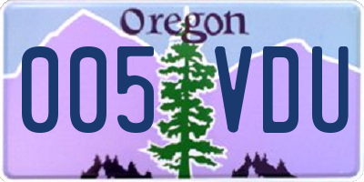 OR license plate 005VDU