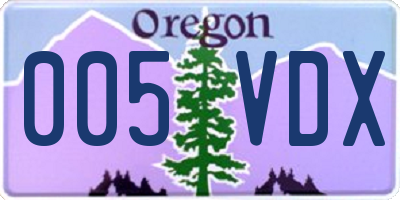 OR license plate 005VDX