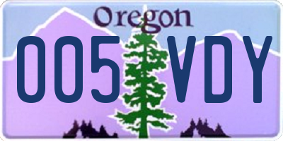OR license plate 005VDY