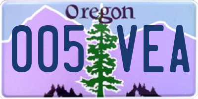 OR license plate 005VEA