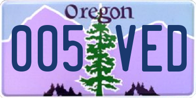 OR license plate 005VED