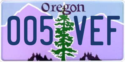 OR license plate 005VEF