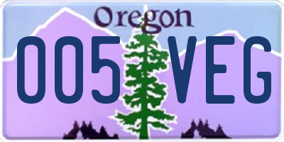 OR license plate 005VEG