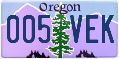 OR license plate 005VEK