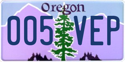 OR license plate 005VEP