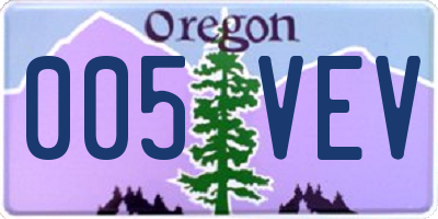 OR license plate 005VEV