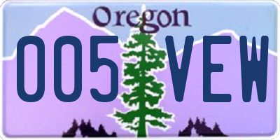 OR license plate 005VEW