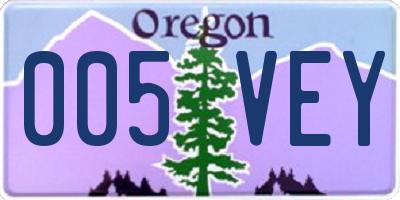 OR license plate 005VEY