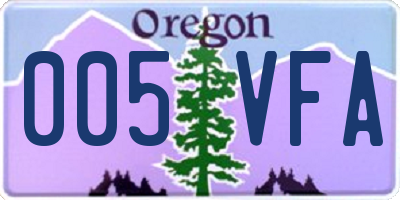 OR license plate 005VFA