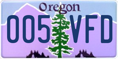 OR license plate 005VFD