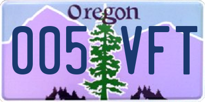 OR license plate 005VFT