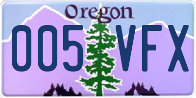 OR license plate 005VFX