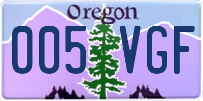 OR license plate 005VGF