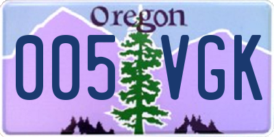 OR license plate 005VGK