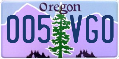 OR license plate 005VGO