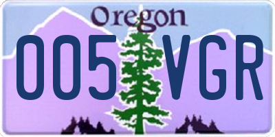 OR license plate 005VGR