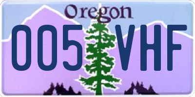 OR license plate 005VHF