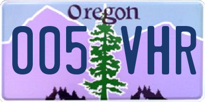 OR license plate 005VHR