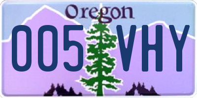 OR license plate 005VHY