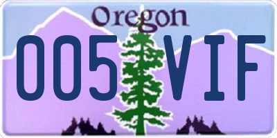 OR license plate 005VIF