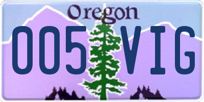 OR license plate 005VIG