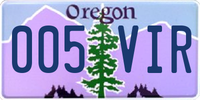 OR license plate 005VIR