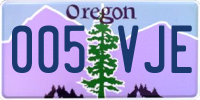 OR license plate 005VJE
