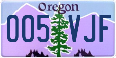 OR license plate 005VJF