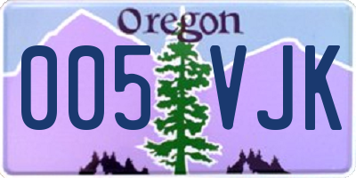 OR license plate 005VJK