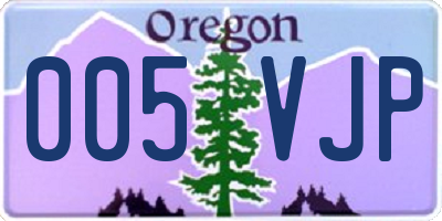 OR license plate 005VJP