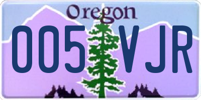 OR license plate 005VJR