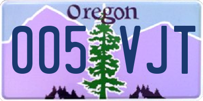 OR license plate 005VJT