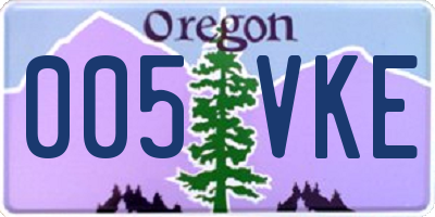 OR license plate 005VKE