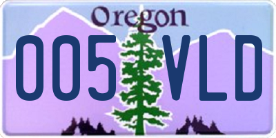 OR license plate 005VLD