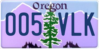 OR license plate 005VLK