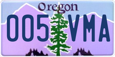 OR license plate 005VMA