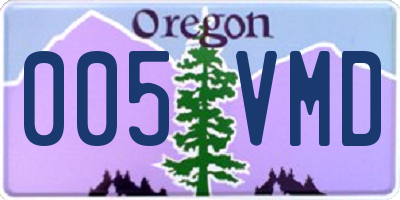 OR license plate 005VMD