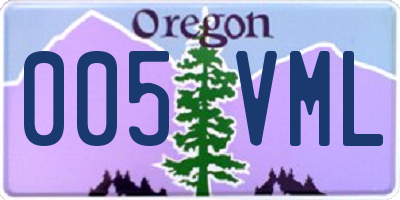 OR license plate 005VML