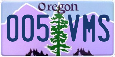 OR license plate 005VMS