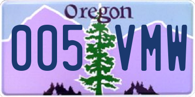 OR license plate 005VMW