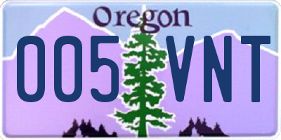 OR license plate 005VNT