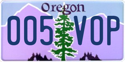 OR license plate 005VOP